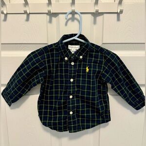 Baby Boy Polo Ralph Lauren Plaid Poplin Shirt. Size 3-6M
